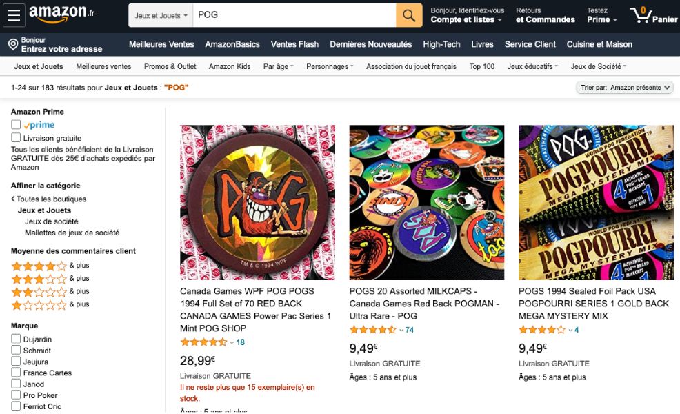 Acheter des Pogs sur Amazon