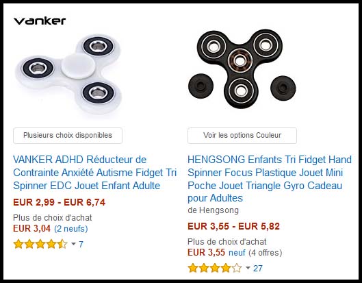 Hand Spinners chez Amazon