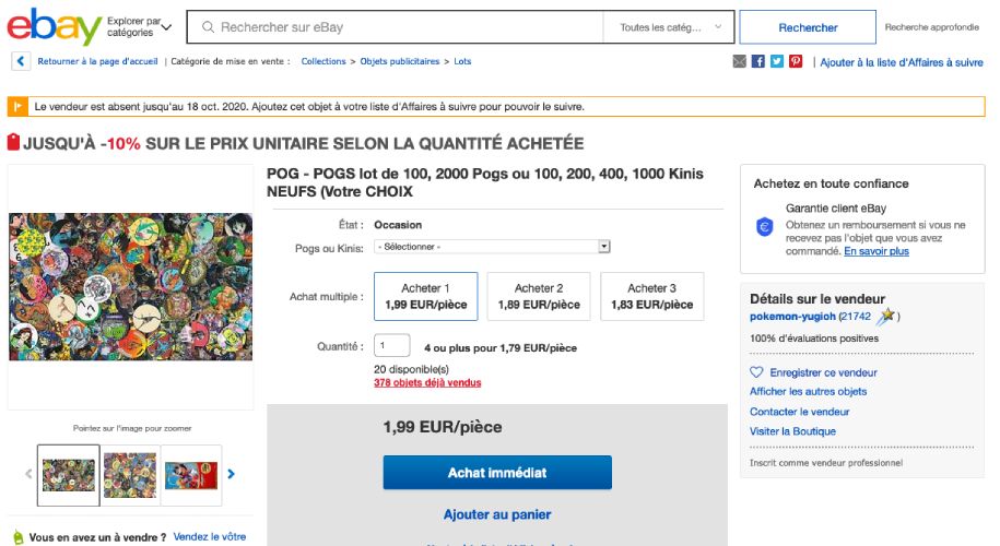 Acheter des Pogs sur ebay