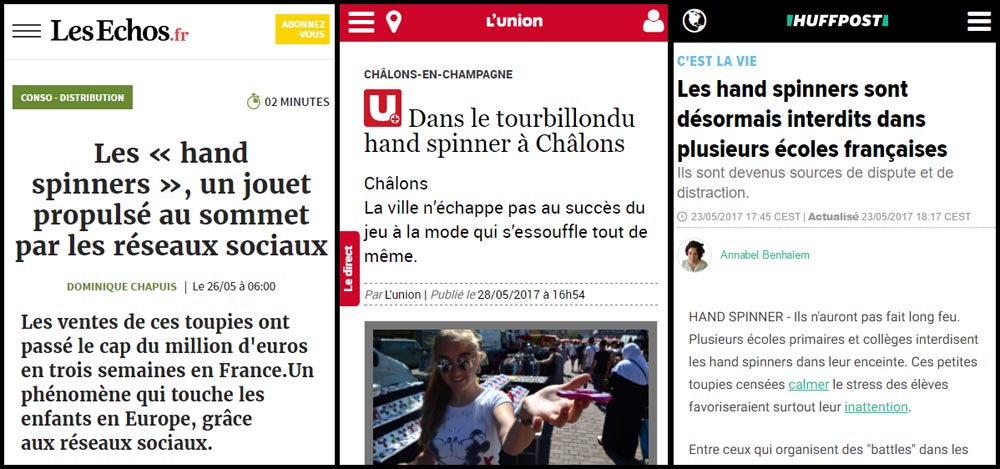 Hand Spinners dans la presse