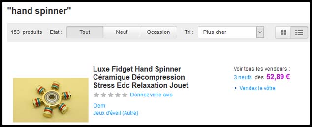 Le choix limité de spinners chez PriceMinister