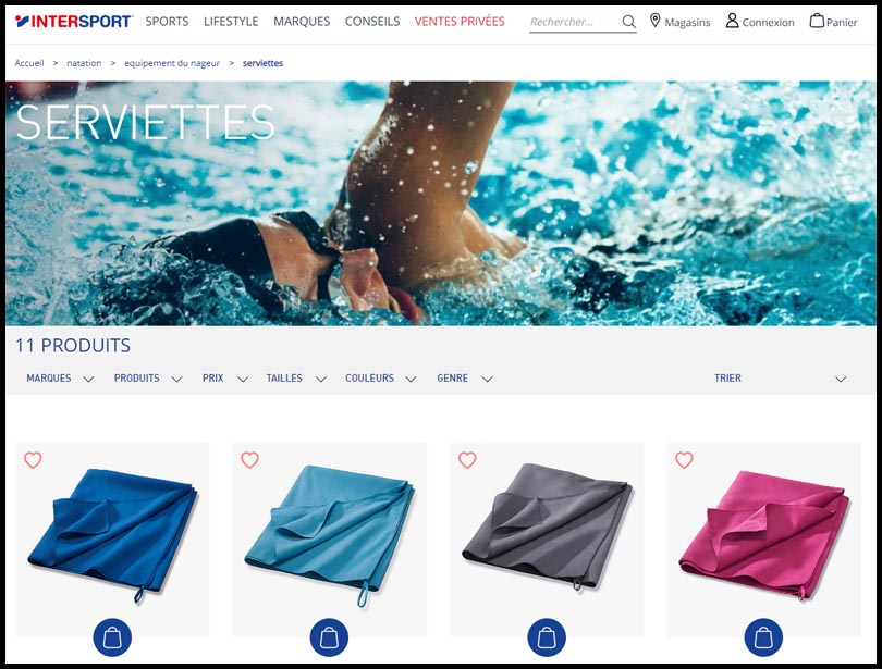 Serviette de sport chez Intersport