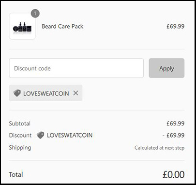 Commande avec code promo Sweatcoin